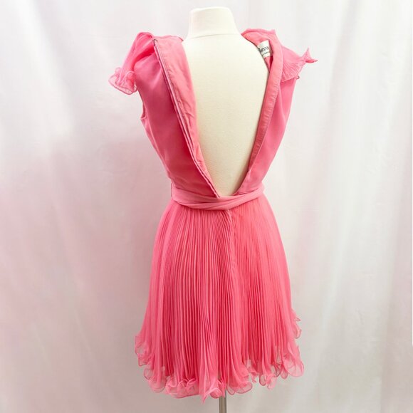 Vintage pink ruffle knife-pleat dress - fits like a small - Picture 3 of 5
